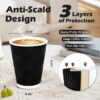 100-Pack 12oz Black Disposable Coffee Cups – Insulated Corrugated for Hot Beverages - Image 3