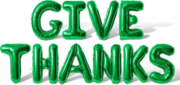 Give Thanks Foil Letter Balloons – 16" Green Alphabet Banner