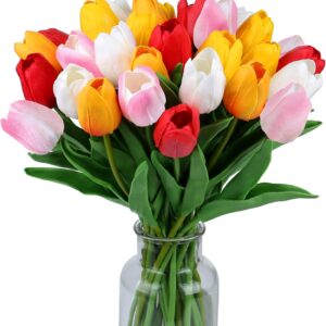 15pcs Real Touch Tulip Artificial Flowers – Spring & Easter Decor (Assorted Colors)