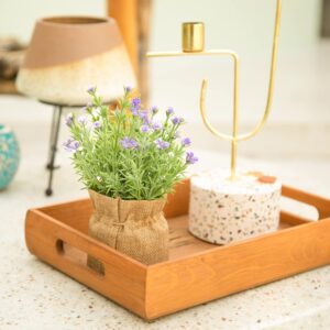 3Pcs Baby’s Breath Artificial Flowers in Burlap Vases – Farmhouse Table & Shelf Decor