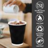 100-Pack 12oz Black Disposable Coffee Cups – Insulated Corrugated for Hot Beverages - Image 2