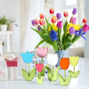 6 Pcs Retro Tulip Wood Signs – Rustic Farmhouse Decor for Home & Mantel