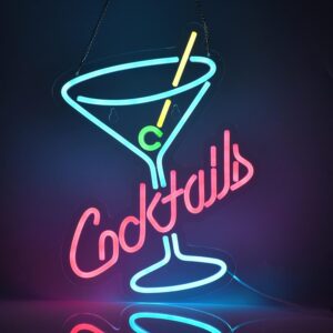 Cocktail Neon Light – LED Wall Sign with Dimmer for Bar, Pub, Bedroom, and Office