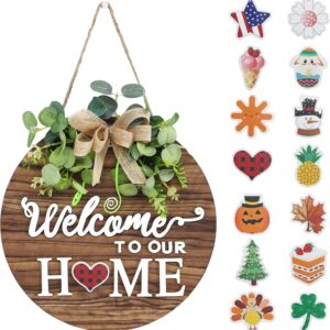 Interchangeable Rustic Welcome Sign – All-Season Door Hanger