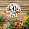 Hello Spring Door Sign – 11.8" Colorful Flower Welcome Wreath - Image 6