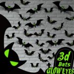 Halloween 3D Bats – 56 Pcs Glow-Eye Bat Wall Stickers for Indoor/Outdoor Spooky Décor