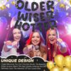 Older Wiser Hotter Banner – Set of 3 Pre-Strung Black Glitter Signs for Milestone Birthdays - Image 6
