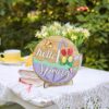 Hello Spring Wooden Table Sign – Rustic 3-Layer Round Decor (10") - Image 6