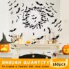 140pcs 3D Black Halloween Bat Stickers – Realistic PVC Wall Décor for Indoor & Party Decorations - Image 3