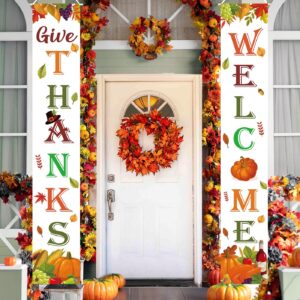 Give Thanks Porch Sign – 72"x12" Fall Welcome Banner for Home & Party