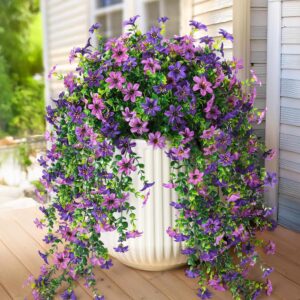 2 PCS Artificial Hanging Flowers with Eucalyptus – UV Resistant Faux Daisy for Outdoor & Indoor Decor