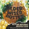 Older Wiser Hotter Banner – Set of 3 Pre-Strung Black Glitter Signs for Milestone Birthdays - Image 4