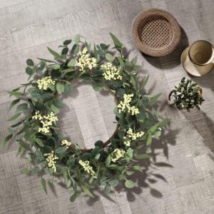 20" Eucalyptus Wreath – All-Season Green Farmhouse Decor