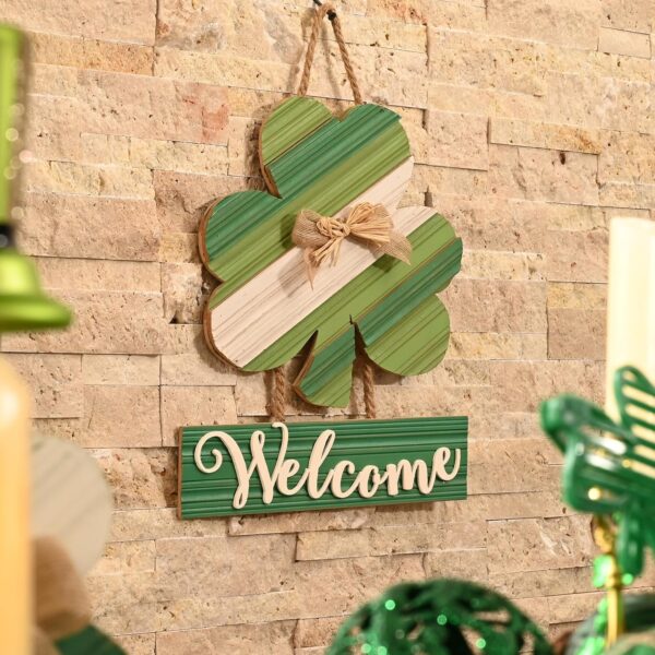 Spring Shamrock Wreath – 12" Welcome Sign for Front Door