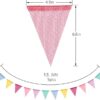 60-Flag Burlap Pennant Banner – Multicolor Rainbow Triangle Bunting for Parties & Classroom Decor - Image 2