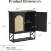 Rattan Bathroom Wall Cabinet with Adjustable Shelves – Black - Image 2
