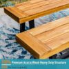 2-Piece 63" Acacia Wood Patio Bench – Teak Finish, 550lbs Capacity - Image 2