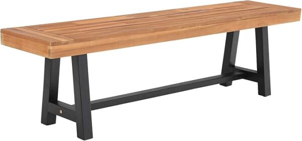 63" Acacia Wood Outdoor Bench – Backless Teak Finish