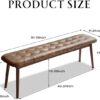 51.2" Leather Dining Bench with Solid Oak Frame – Brown - Image 2