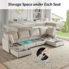 127" Modular Sectional Sofa with Storage & Ottoman – Beige - Image 4