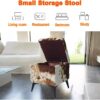 Square Furry Upholstered Storage Footstool with Metal Legs - Image 3