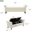 63" Velvet Storage Ottoman Bench with Arms (Beige) - Image 2