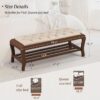 49" Upholstered Storage Bench with Shelf (Linen, Wooden Legs) - Image 2