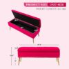 Velvet Storage Ottoman Bench (Fuchsia, Gold Base) - Image 2