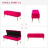 Velvet Storage Ottoman Bench (Fuchsia, Gold Base) - Image 3