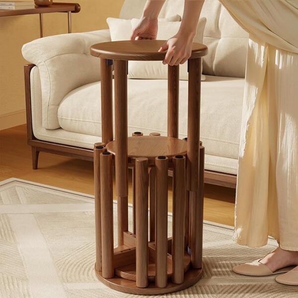 Stackable Wooden Stools Set of 4 (18" Walnut, Space-Saving)