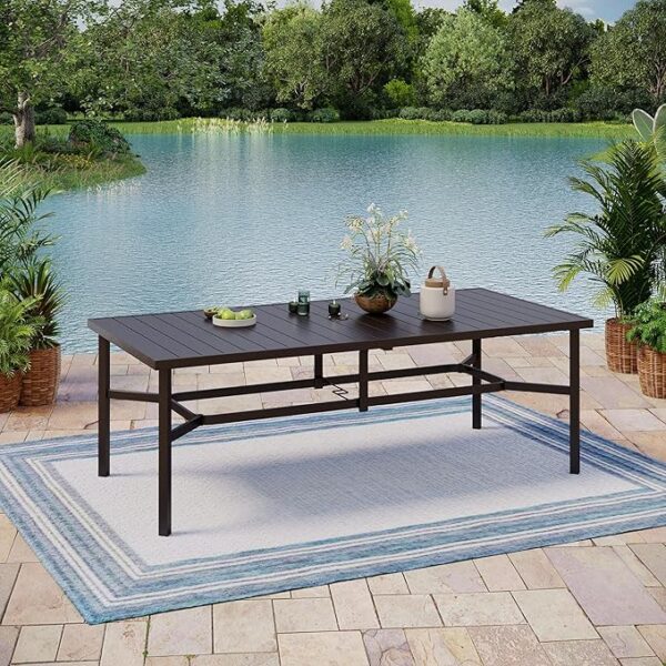 83" Outdoor Patio Dining Table for 8 with Umbrella Hole