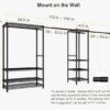 Heavy-Duty Garment Rack with 8 Shelves & 4 Rods, Freestanding Metal Closet Organizer, Black - Image 2