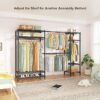 Heavy-Duty Garment Rack with 8 Shelves & 4 Rods, Freestanding Metal Closet Organizer, Black - Image 3