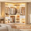 86" Modular Closet System with 4 Rods, Shelves & Drawers, Freestanding Corner Wardrobe, White - Image 2