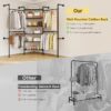 L3 Wall-Mounted Closet System with 6 Shelves & 2 Telescopic Rods, Industrial Pipe Rack, Black - Image 4