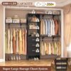 8FT Closet System, 96" Wall-Mount Organizer with 3 Rods & 3 Drawers, Adjustable Garment Rack, Black - Image 2