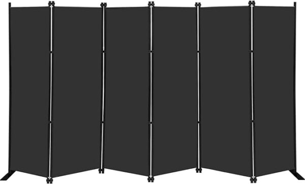 6 Panel Folding Privacy Screen 9ft Wide, 6ft Tall Partition Room Divider Portable Office Walls Dividers, Black