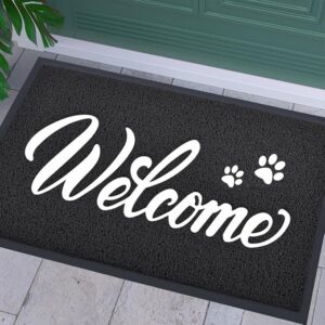 Welcome Mat – 32"x20" Black & White Waterproof All-Season Doormat for Indoor/Outdoor Entryway