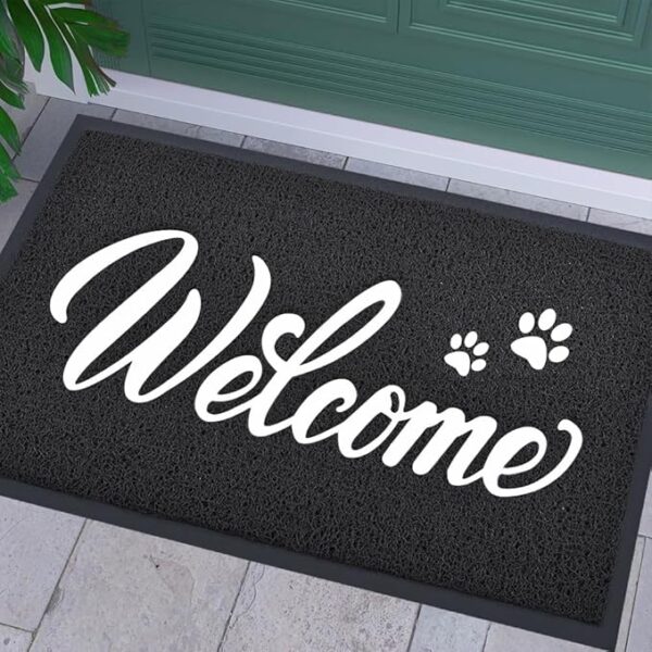 Welcome Mat – 32"x20" Black & White Waterproof All-Season Doormat for Indoor/Outdoor Entryway