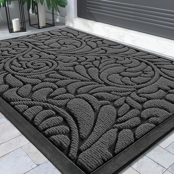 Door Mat – 36"x24" Grey Heavy-Duty Weather-Resistant Welcome Mat for Indoor/Outdoor Entry