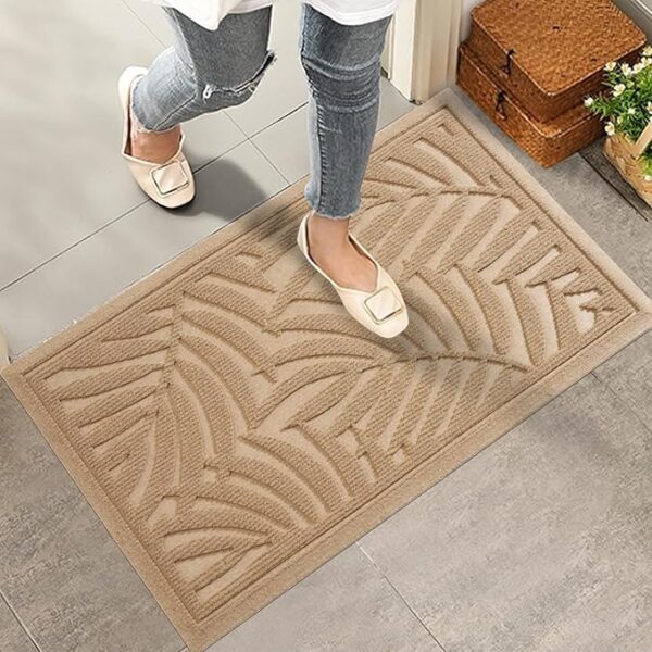 Front Door Mat – 29"x17" Beige Waterproof & Absorbent Welcome Mat with Non-Slip Backing, Indoor/Outdoor Use