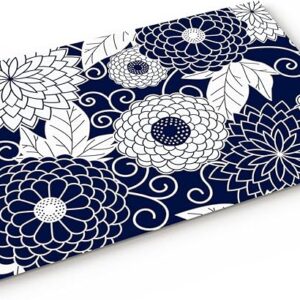 k Blue & White Floral Front Door Mat – 18"x30" Non-Slip, Absorbent Entryway Rug