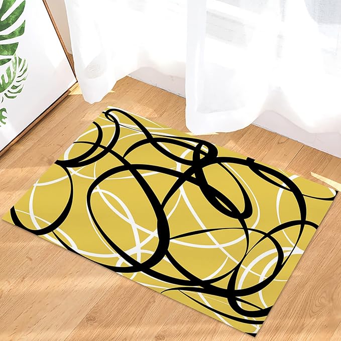 Geometric Curve Indoor Doormat – 16"x24" Non-Slip Abstract Lines Welcome Mat - Image 4