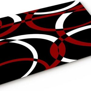Red Modern Geometric Front Door Mat – 18"x30" Non-Slip, Absorbent Welcome Mat