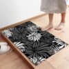 Retro Black Grey White Chrysanthemum Door Mat, Non-Slip, Absorbent, 16x24in - Image 2