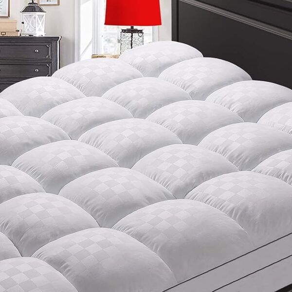 Queen Mattress Topper – Extra Thick Cooling Pad, Deep Pockets, Down Alternative Fill