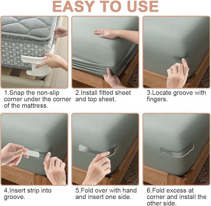Lock Sheet Holders Set – 4 Heavy-Duty Straps, Fits All Mattress Sizes, Keeps Sheets Firm - Image 3
