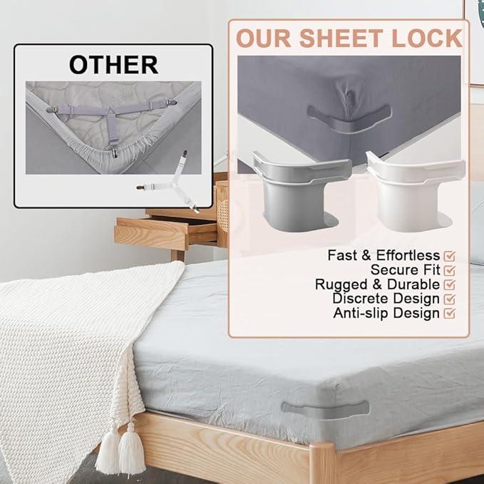 Lock Sheet Holders Set – 4 Heavy-Duty Straps, Fits All Mattress Sizes, Keeps Sheets Firm - Image 4