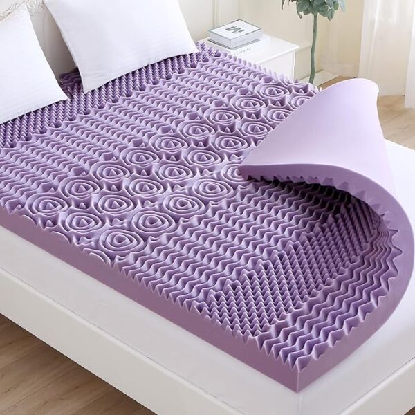 3" Queen Mattress Topper – 7-Zone Lavender Gel Foam for Back Pain Relief