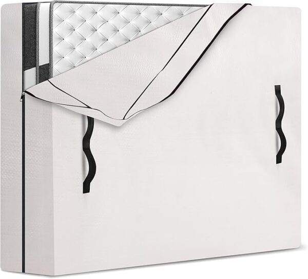 Queen Mattress Bag – Heavy-Duty, 8 Handles, Zipper Closure, Semi-Transparent for Storage